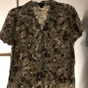 green and brown blouse